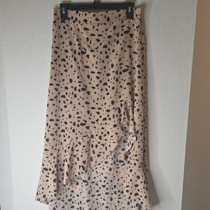 Stylish Beige and Black Polka Dot Skirt